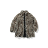 Paneled Reversible Fur Coat / Gray