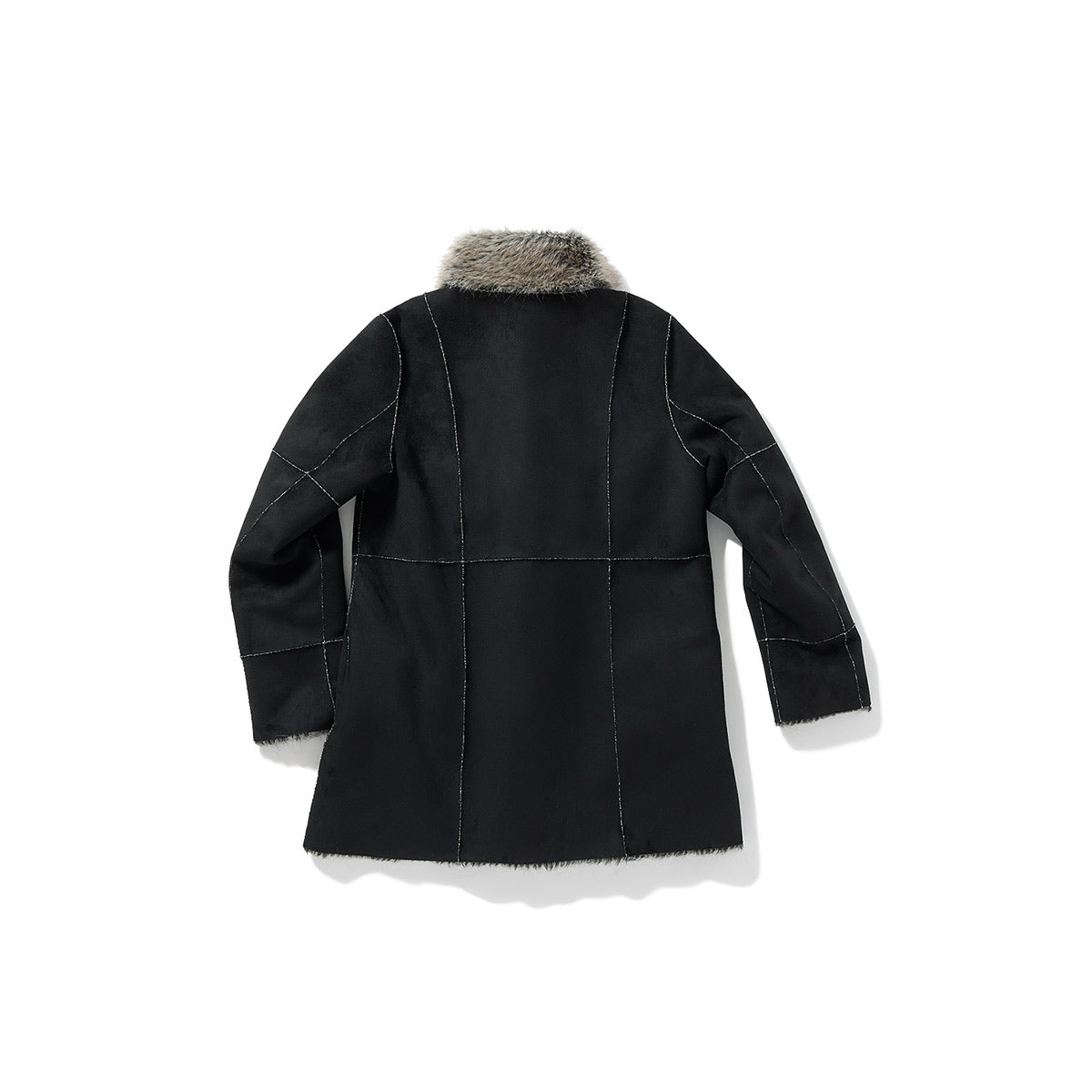 Paneled Reversible Fur Coat / Gray