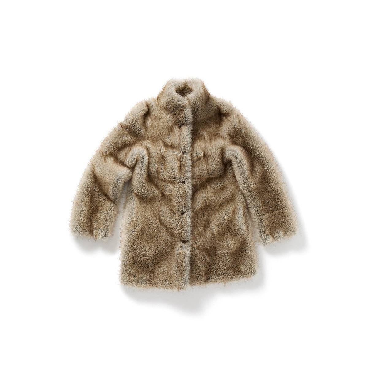 Paneled Reversible Fur Coat / Beige