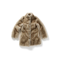 Paneled Reversible Fur Coat / Beige