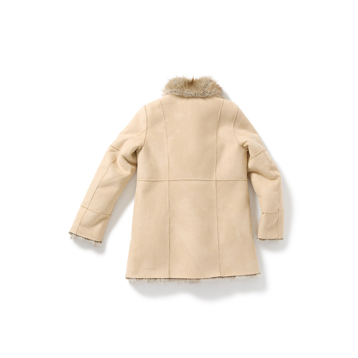 Paneled Reversible Fur Coat / Beige