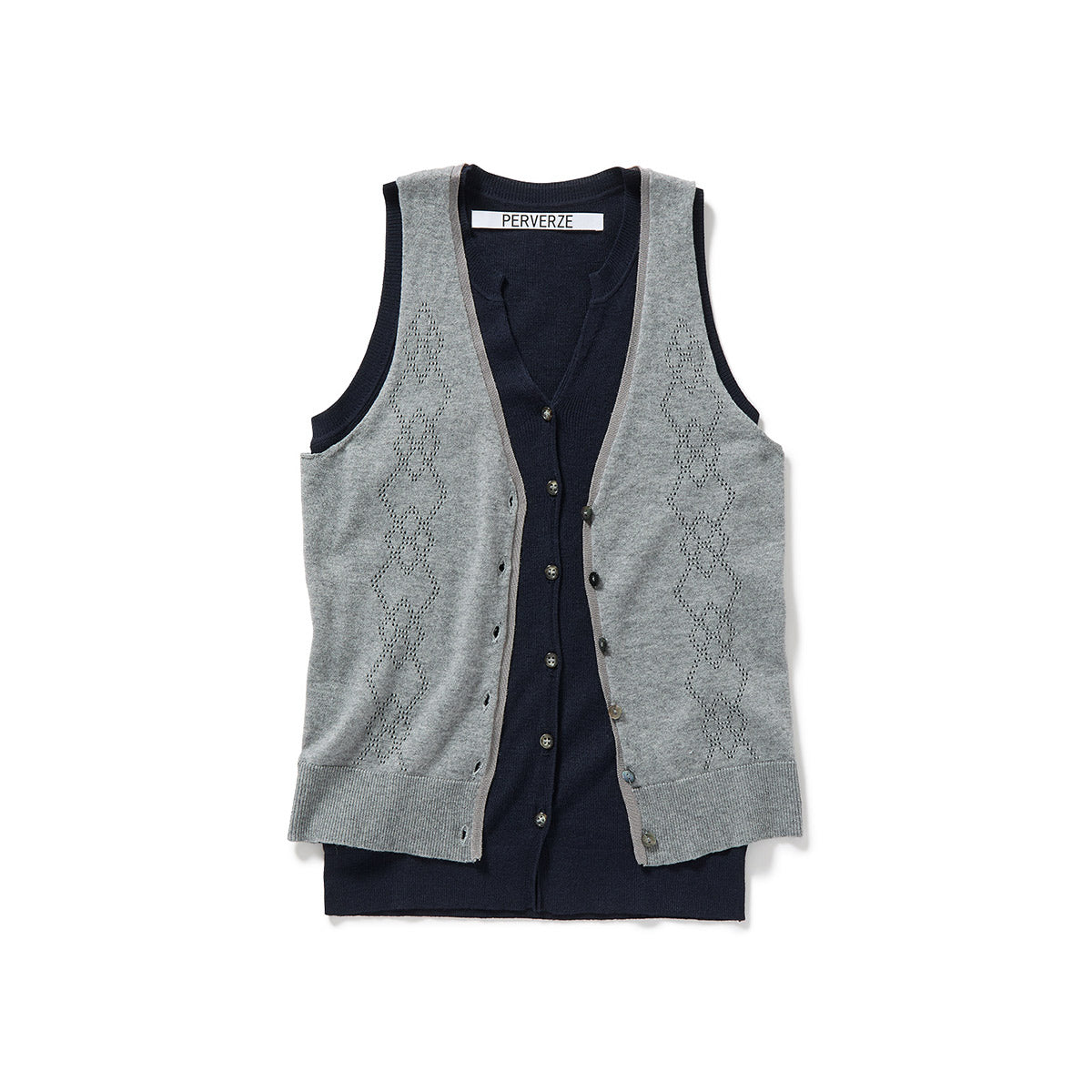 Eyelet Layered Knit Top / Gray