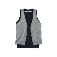Eyelet Layered Knit Top / Gray