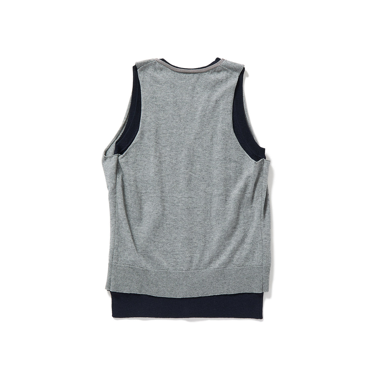 Eyelet Layered Knit Top / Gray