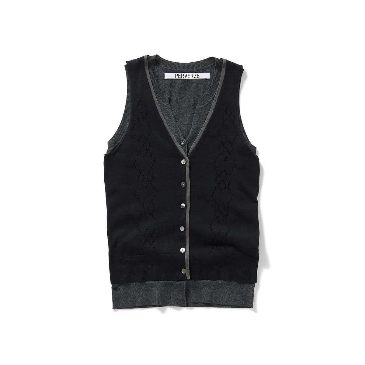 Eyelet Layered Knit Top / Black