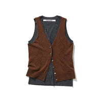 Eyelet Layered Knit Top / Brown