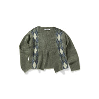 Wide Slit Argyle Line Cardigan / Khaki