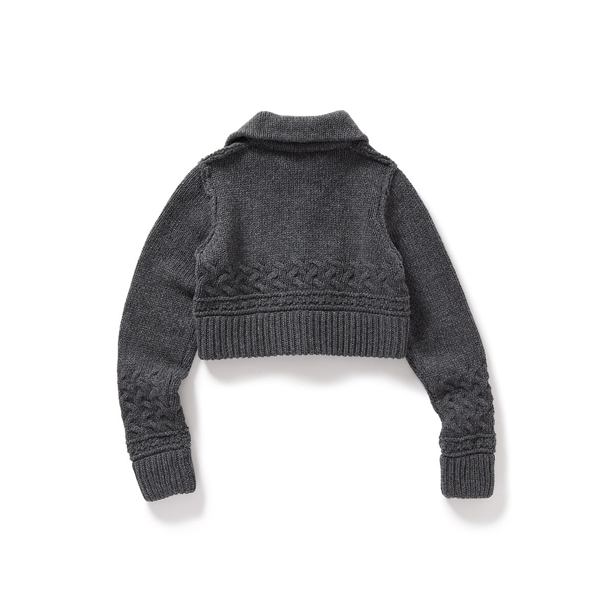 Chunky Cable Wool Knit Cardigan / Gray