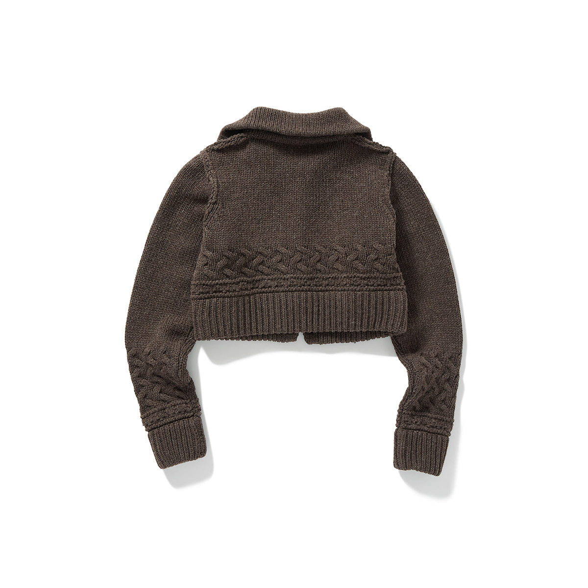 Chunky Cable Wool Knit Cardigan / Brown