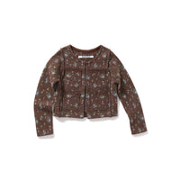 Floral Dot Knit Cardigan / Brown