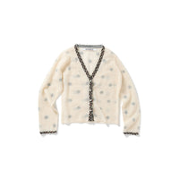 Jacquard Dot Knit Cardigan / White