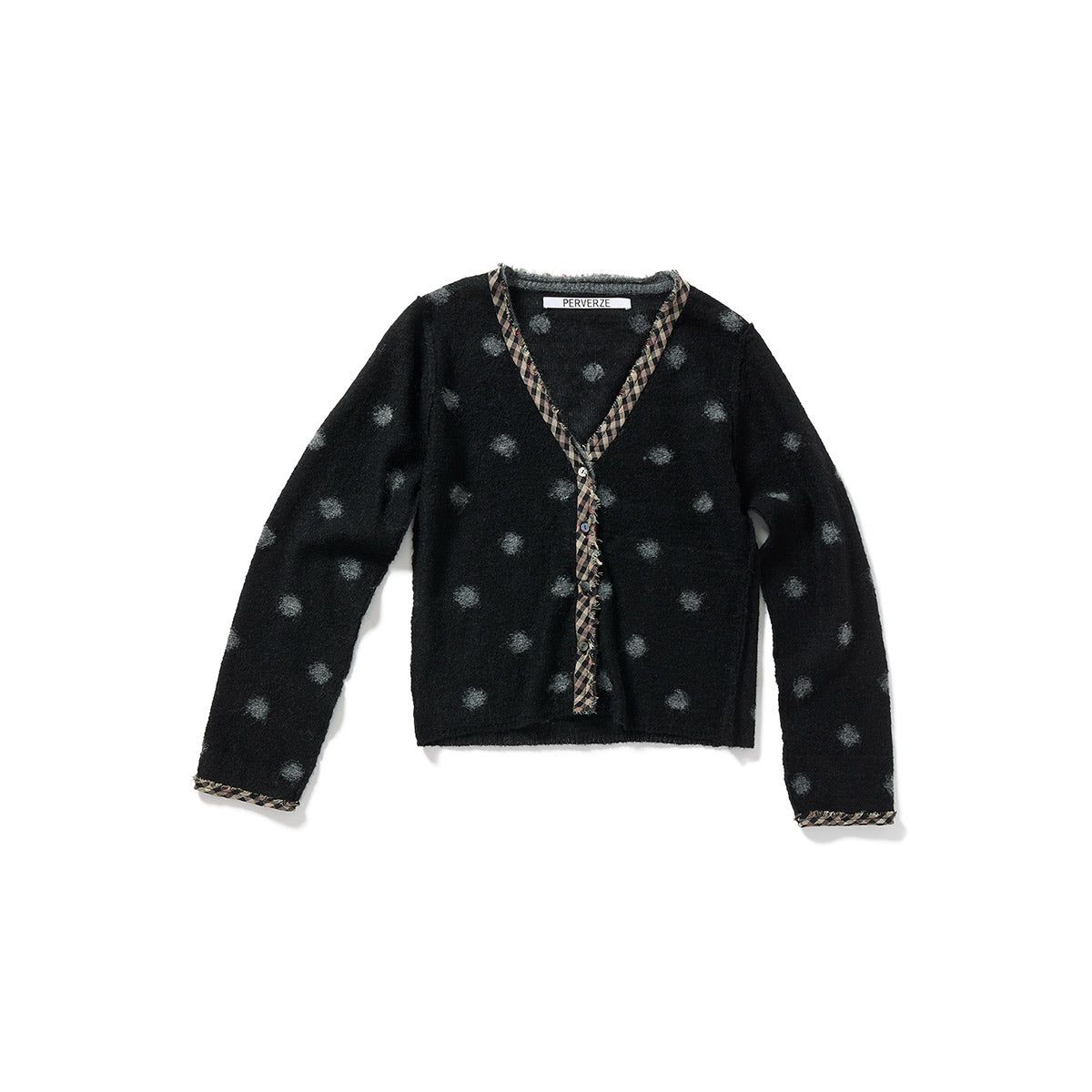 Jacquard Dot Knit Cardigan / Black