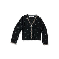 Jacquard Dot Knit Cardigan / Black