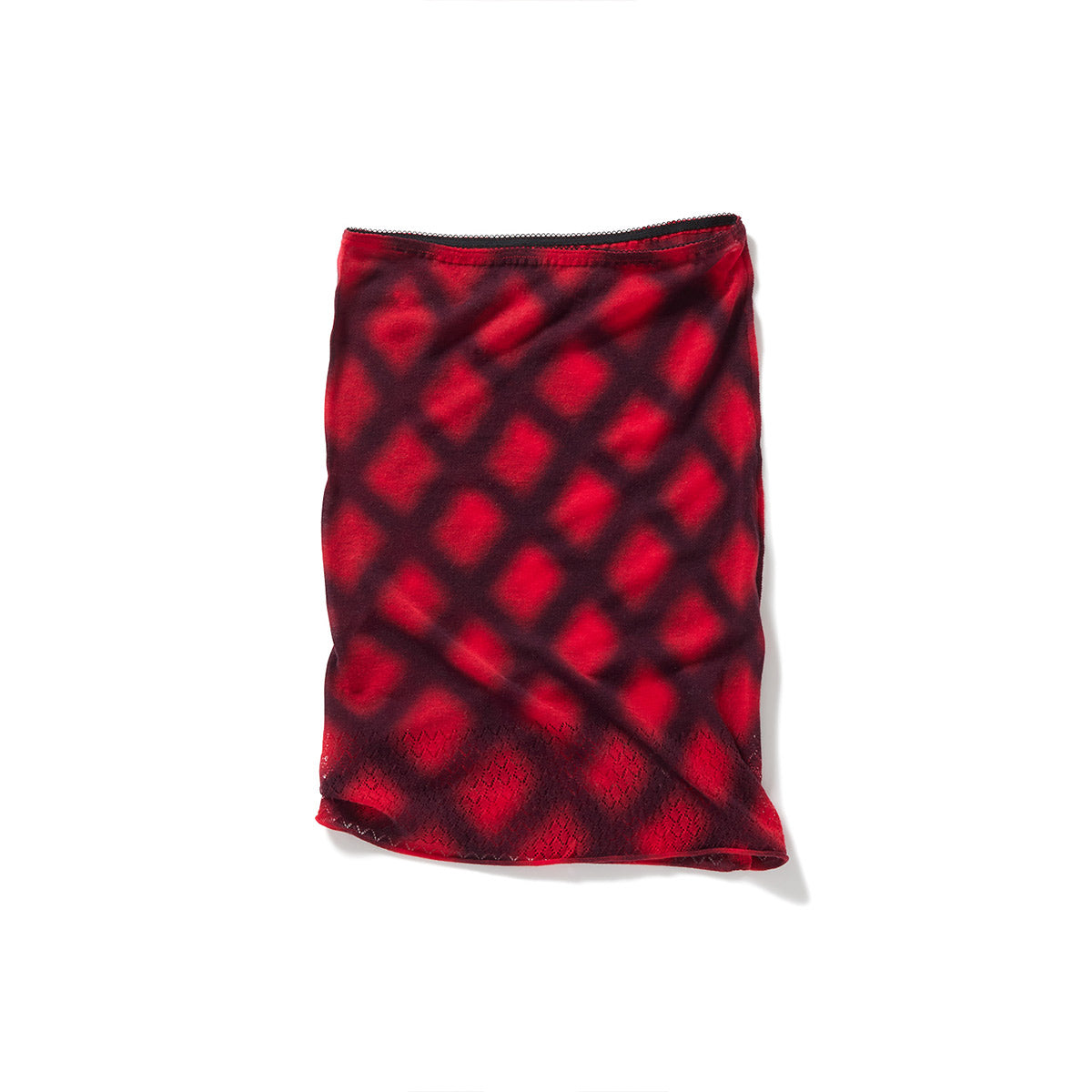 Spray-Painted Check Knit Skirt / Red