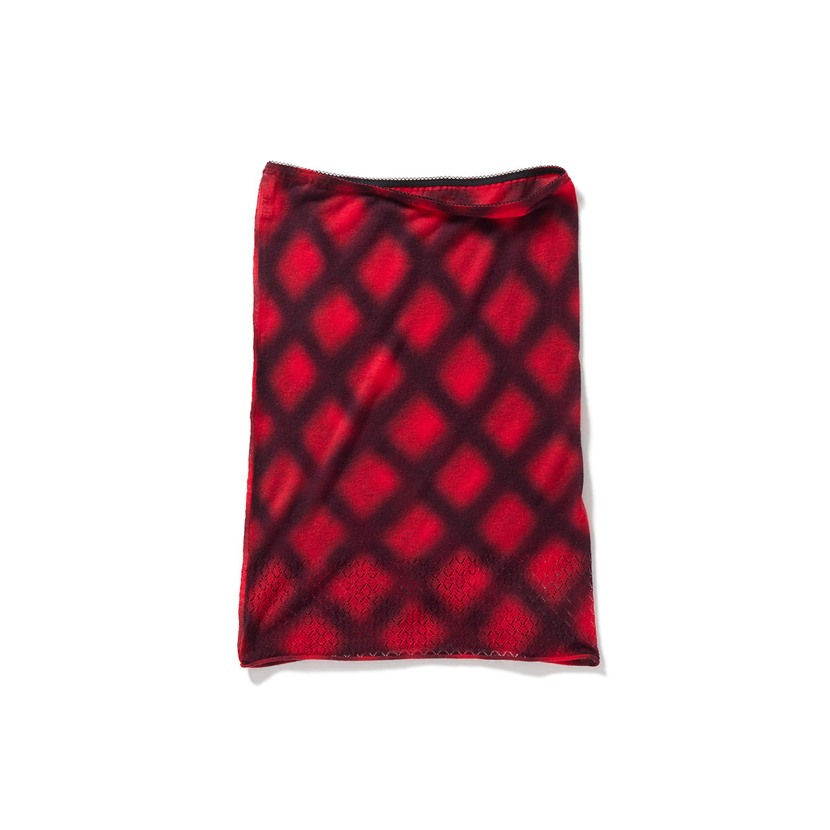 Spray-Painted Check Knit Skirt / Red