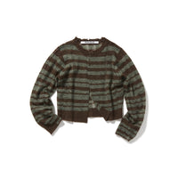 Thick Stripe Knit Cardigan / Brown