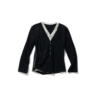 Layered Henley Long T-Shirts / Black