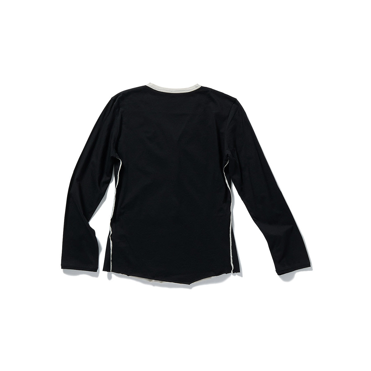 Layered Henley Long T-Shirts / Black