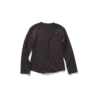 Layered Henley Long T-Shirts / Brown