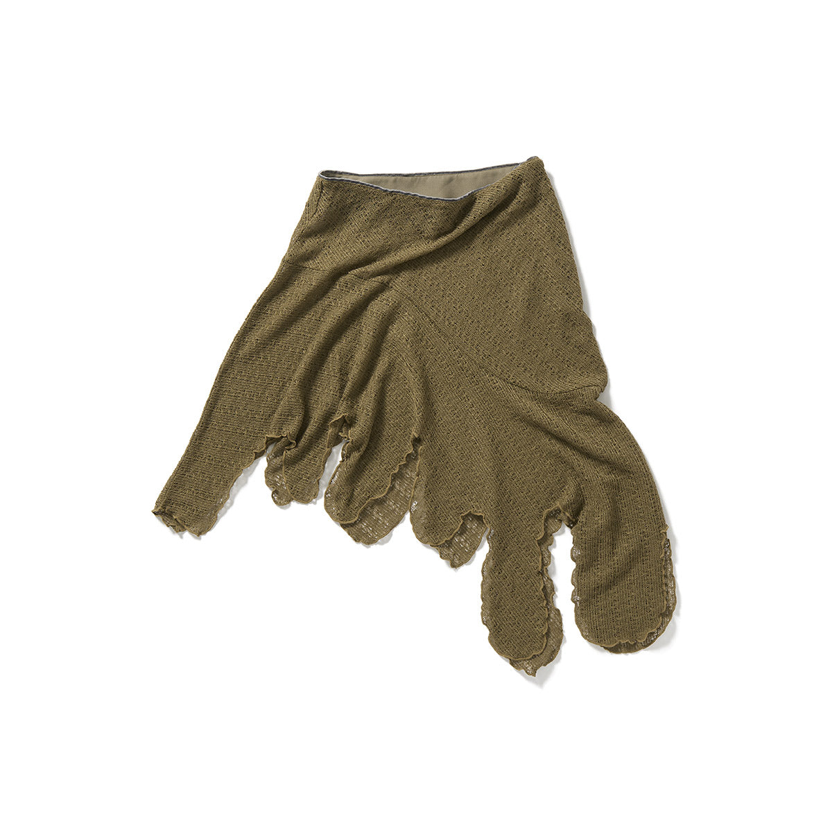 Knit Lace Jagged-hem Skirt / Beige