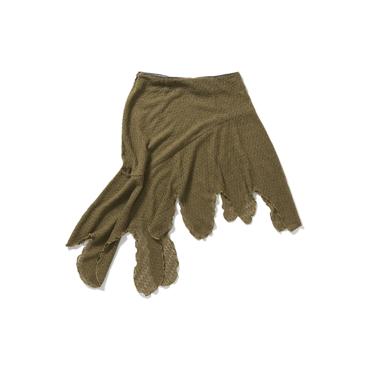 Knit Lace Jagged-hem Skirt / Beige