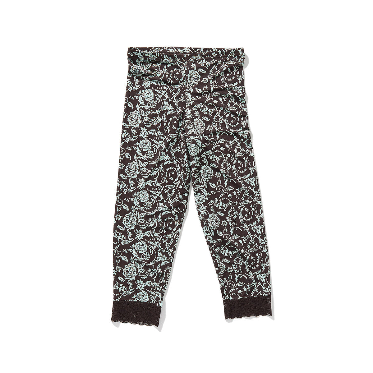 Lace-Trim Mid-Calf Shorts / Brown