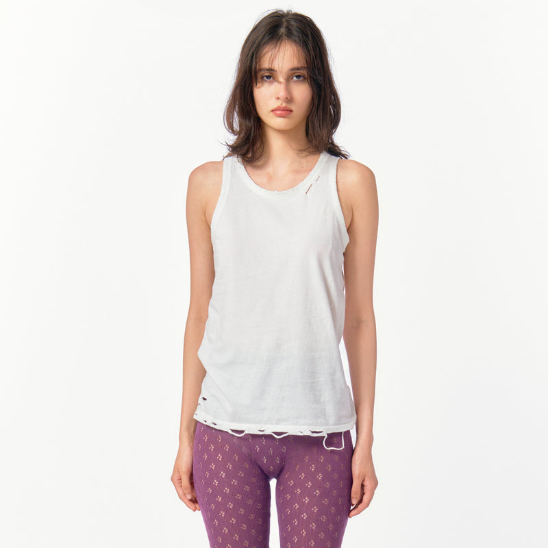 DISTRESS Regular Tank Top / White