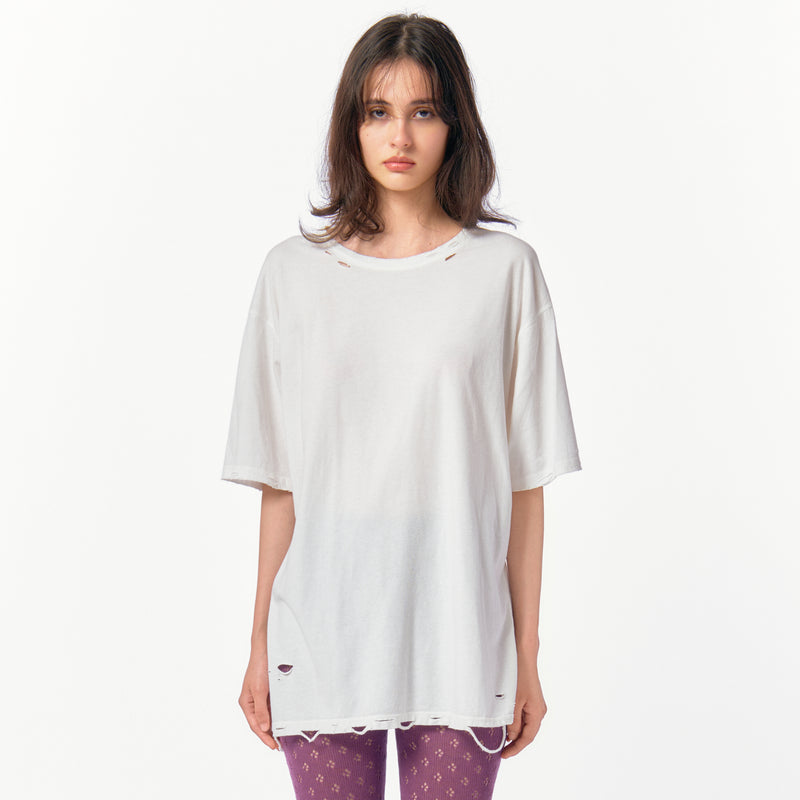 DISTRESS Regular T-Shirt / White