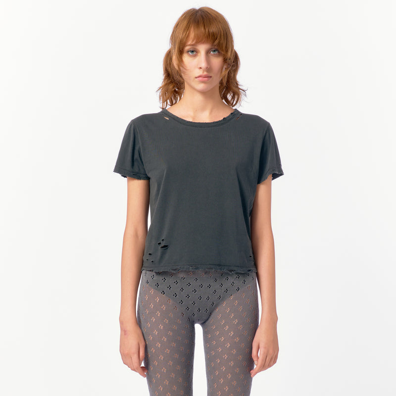 DISTRESS Regular T-Shirt  #FITTED / Gray