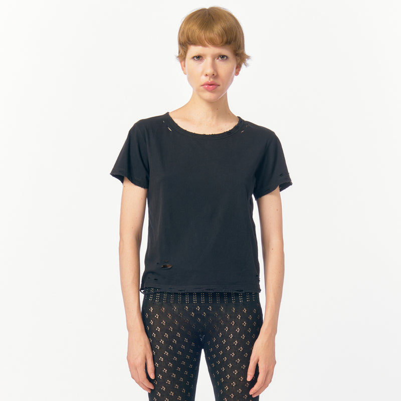 DISTRESS Regular T-Shirt  #FITTED / Black