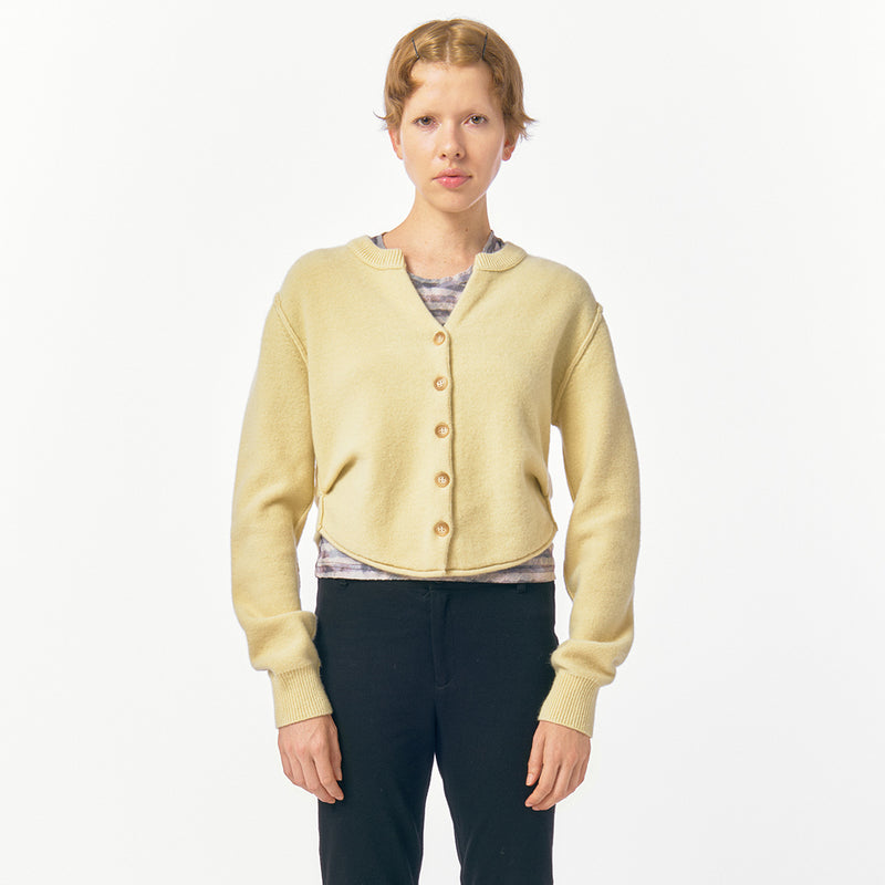 Side-Tuck Knit Cardigan / Cream