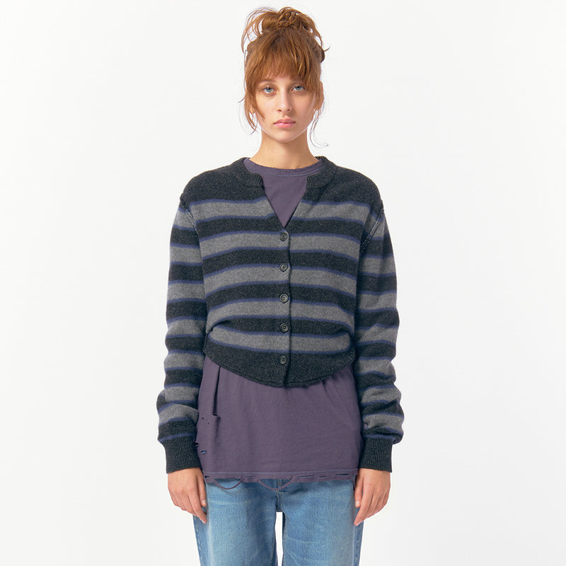 Side-Tuck Knit Cardigan / Mix