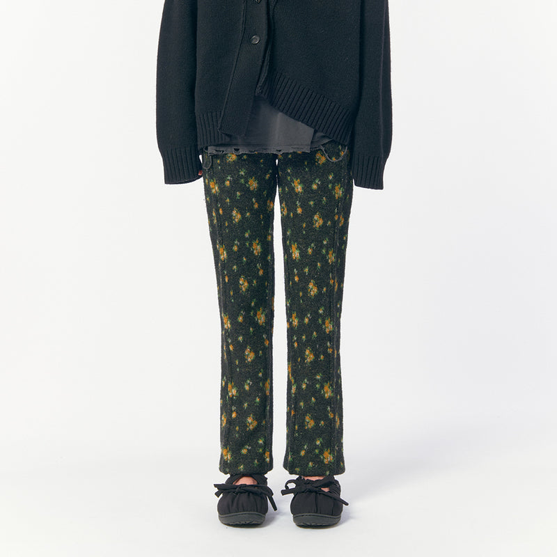 Floral Dot Knit Pants / Black