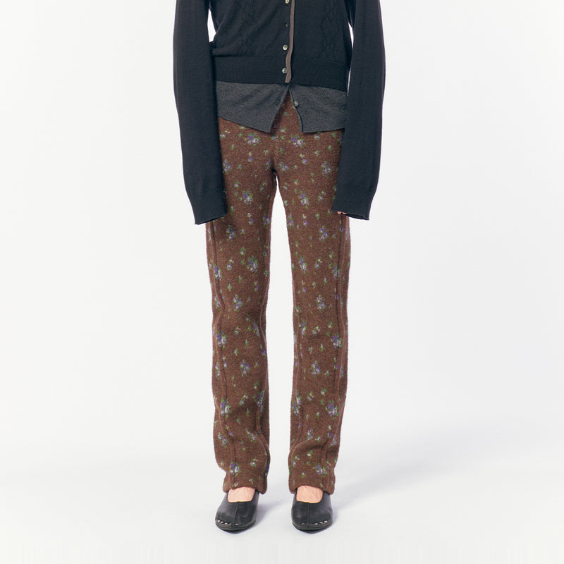 Floral Dot Knit Pants / Brown