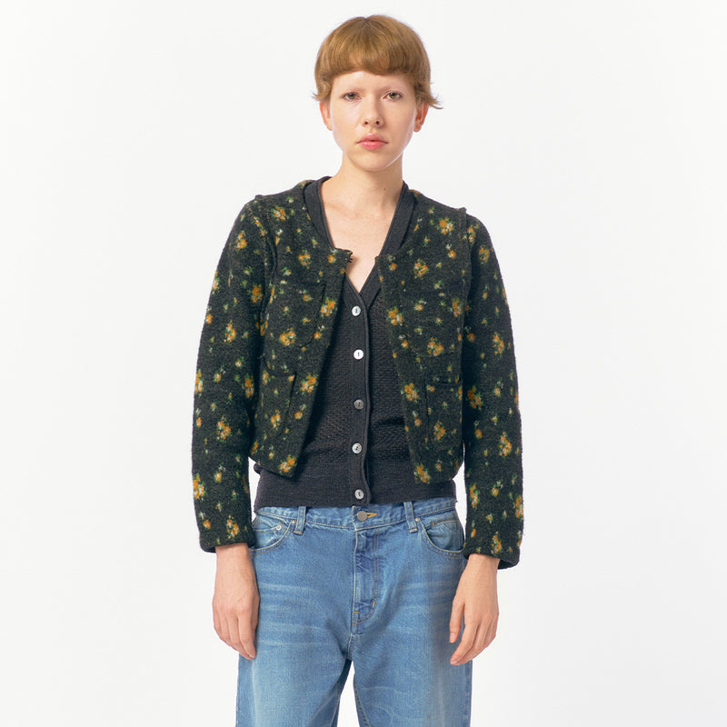 Floral Dot Knit Cardigan / Black
