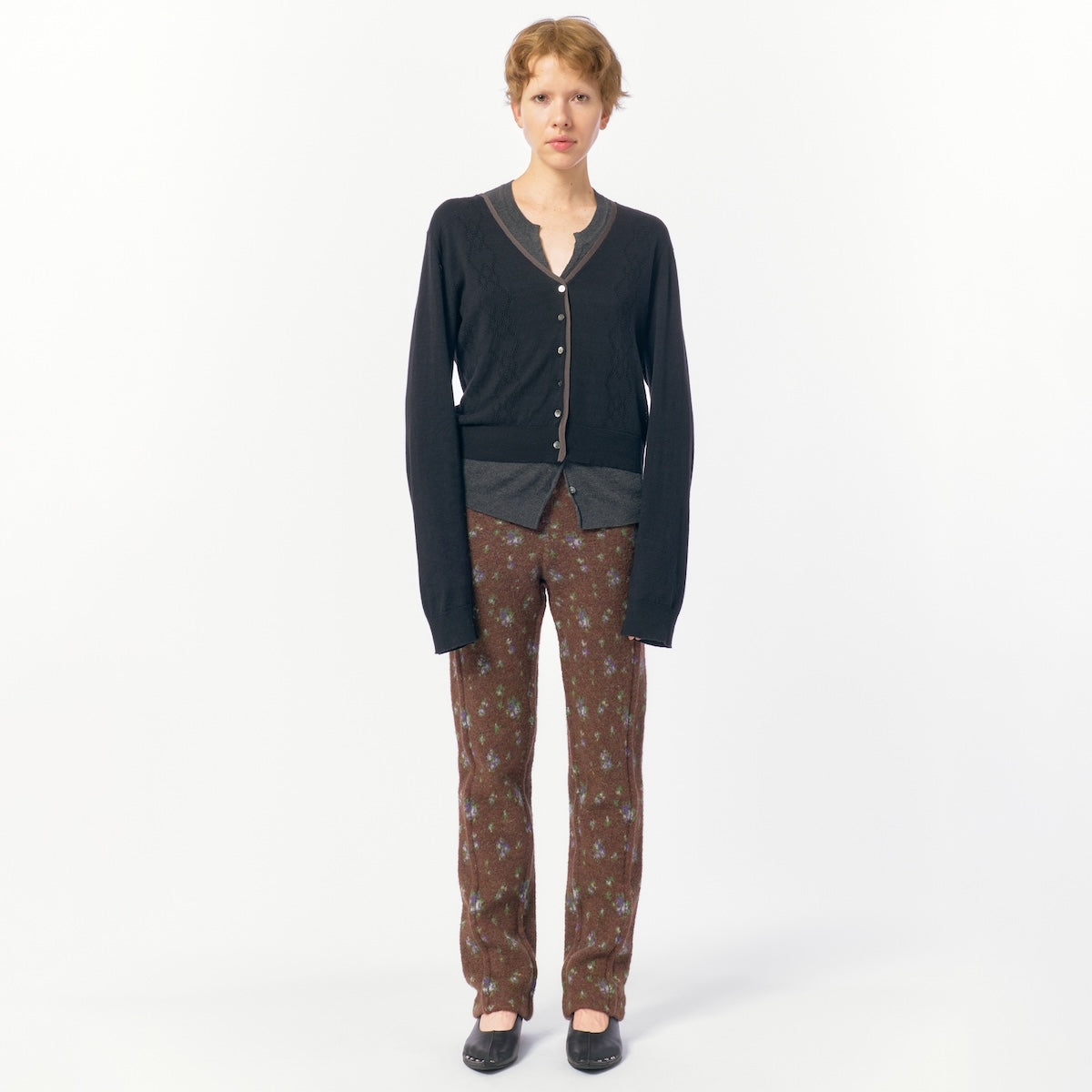 Eyelet Layered Knit Long Sleeve Top / Black – PERVERZE