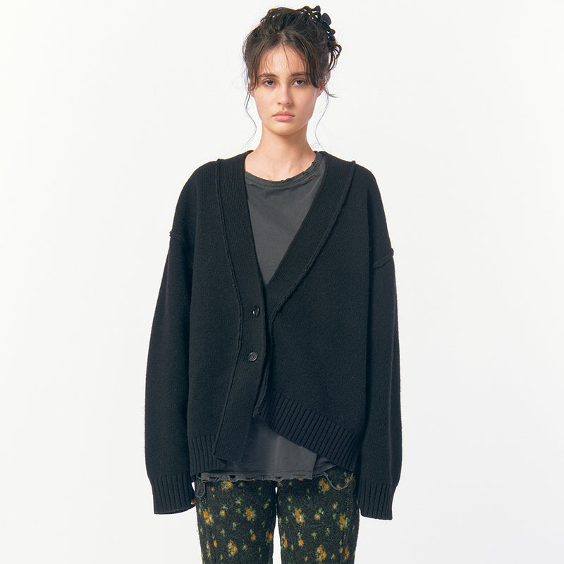 Bulk Knit Cardigan / Black