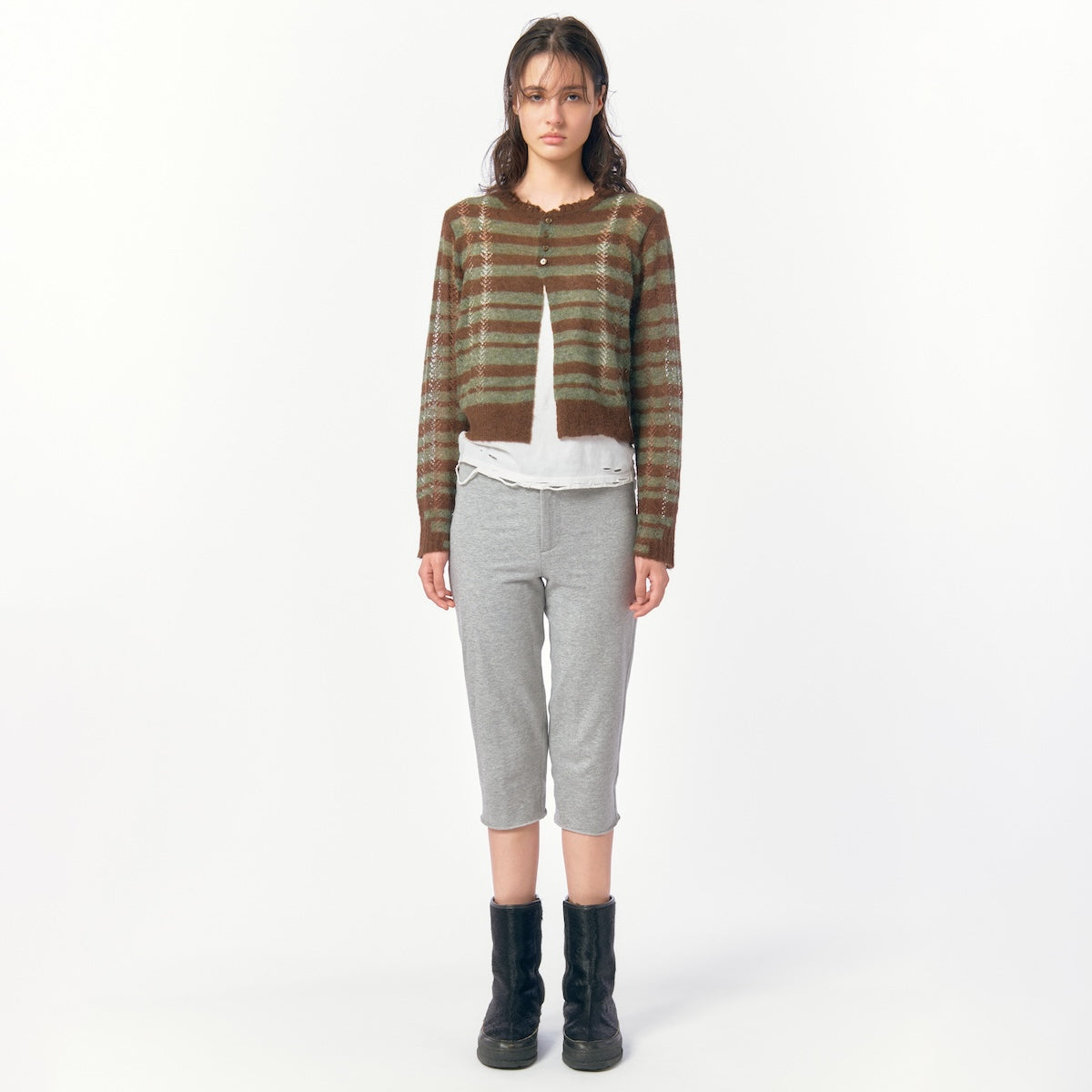 PERVERZE Thick Stripe Knit Cardigan ニット Thick Stripe Knit Cardigan / Brown – PERVERZE