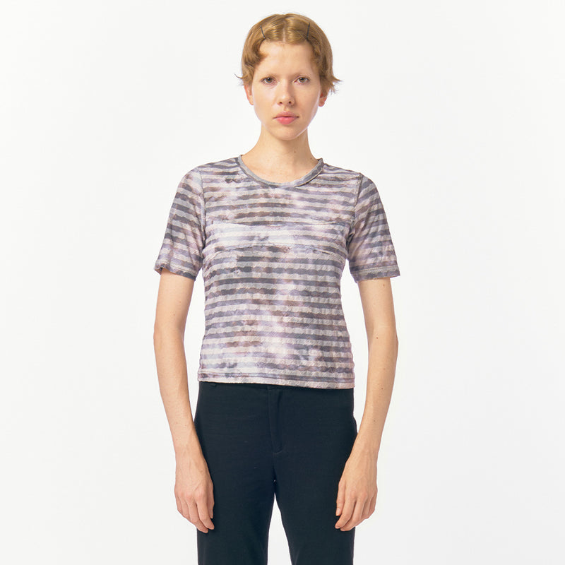 Paneled Fitted T-Shirt / Gray