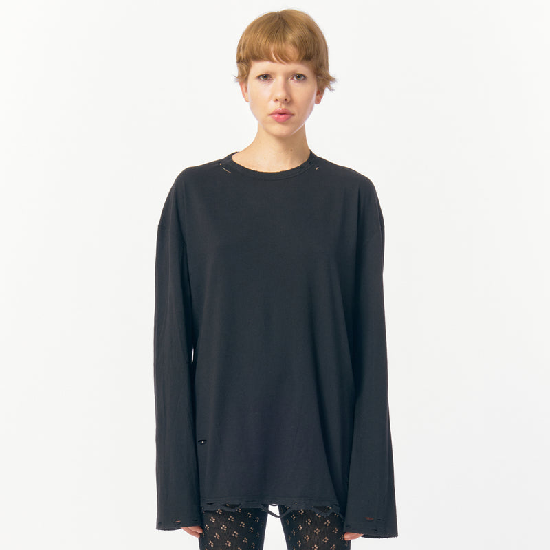 DISTRESS Long Sleeve T-Shirt / Black