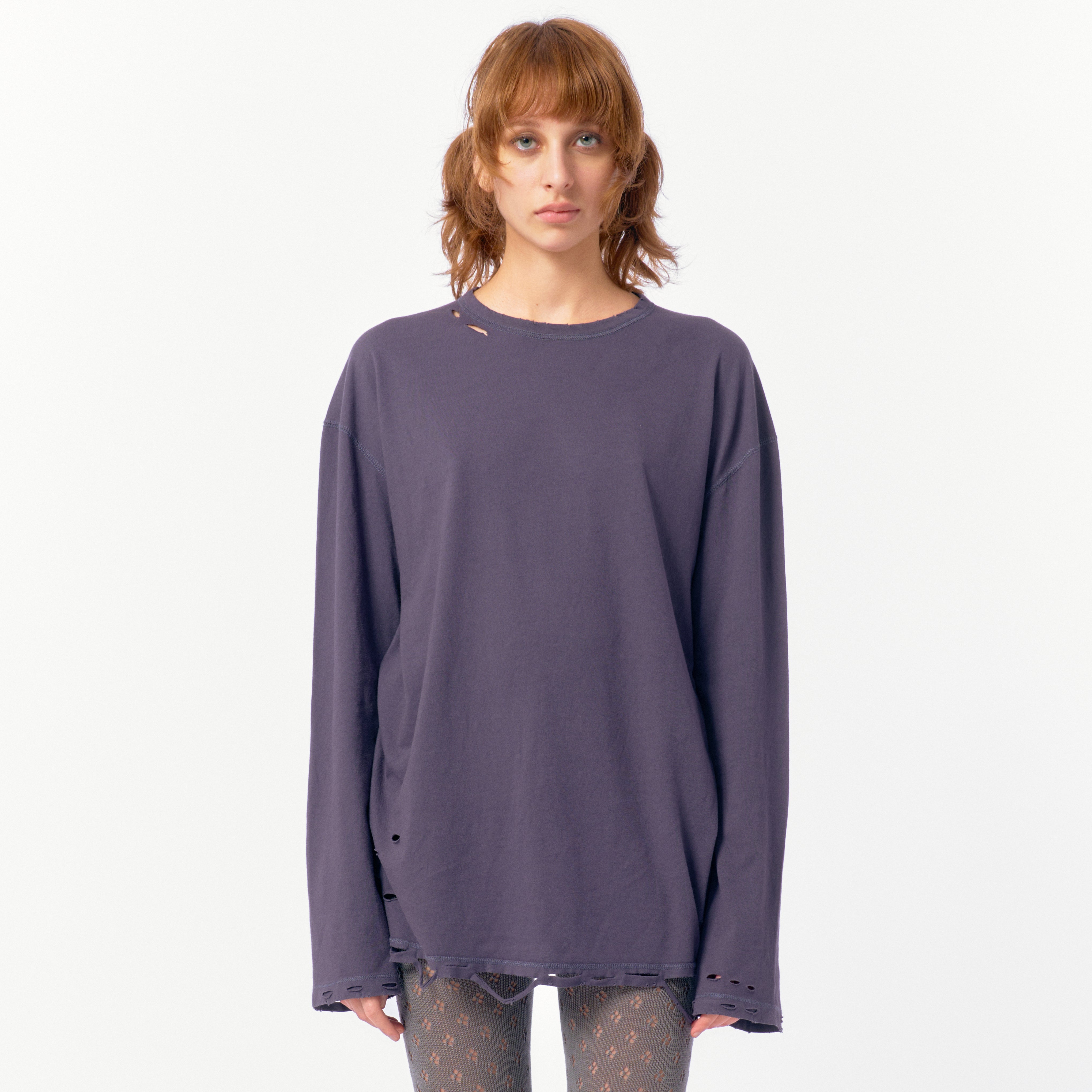 DISTRESS Long Sleeve T-Shirt / Navy – PERVERZE