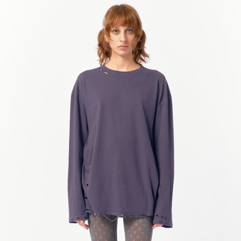 DISTRESS Long Sleeve T-Shirt / Navy