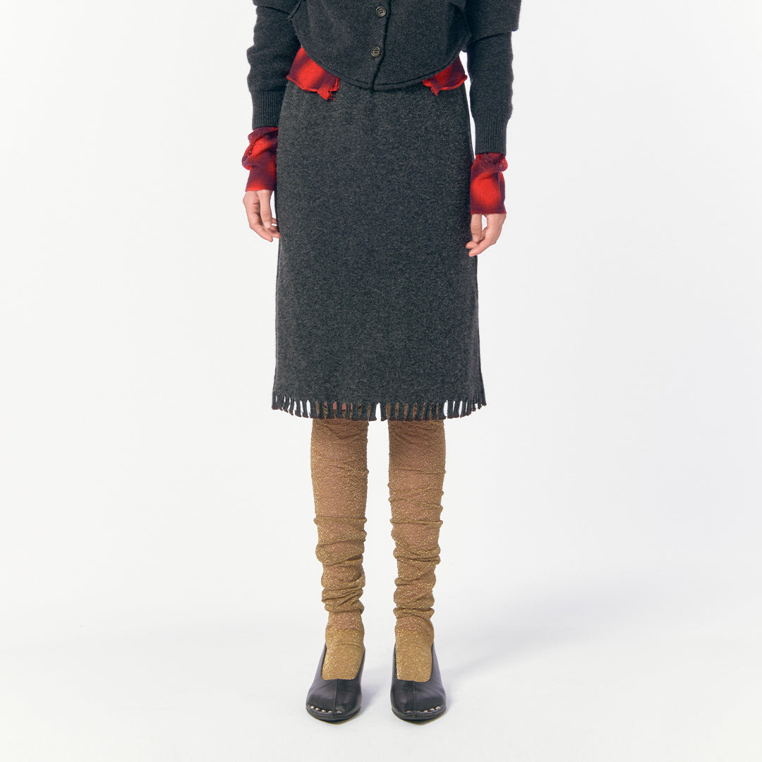 Spray-Painted Check Knit Cardigan / Red – PERVERZE