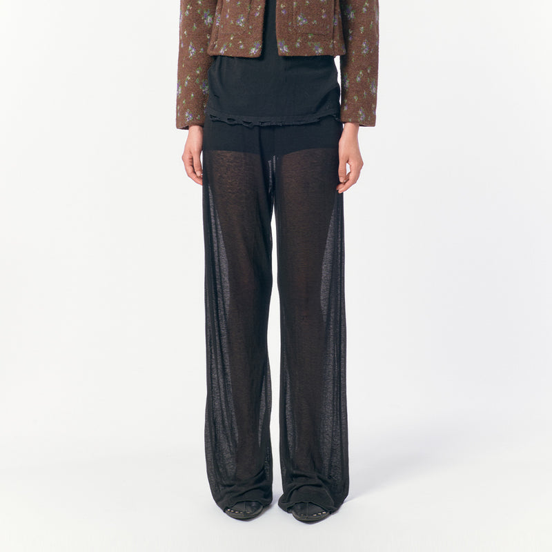 Sheer Jersey Long Pants / Black