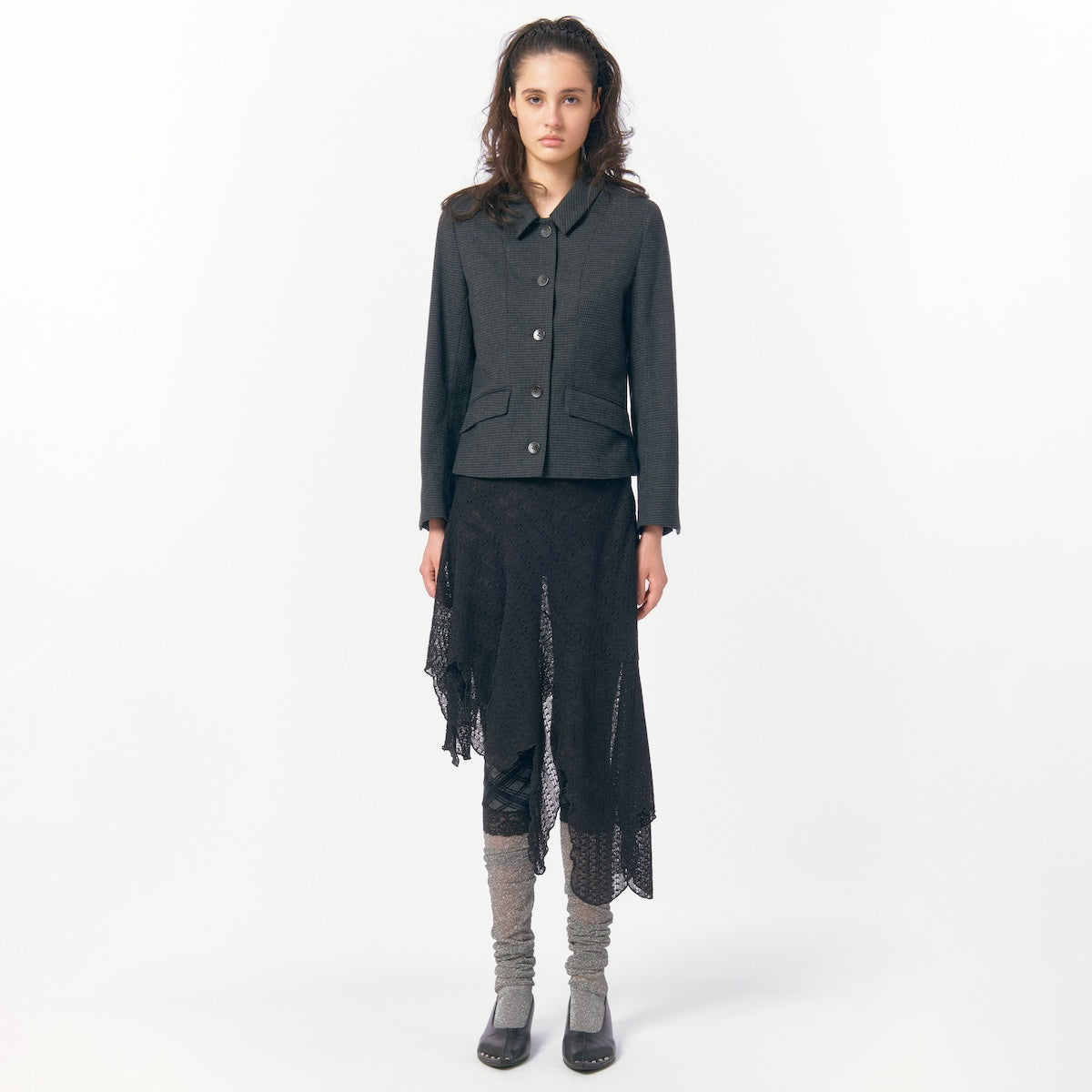 スカート perverze 25AW Knit Lace Jagged-hemSkirt Knit Lace Jagged-hem Skirt / Black – PERVERZE
