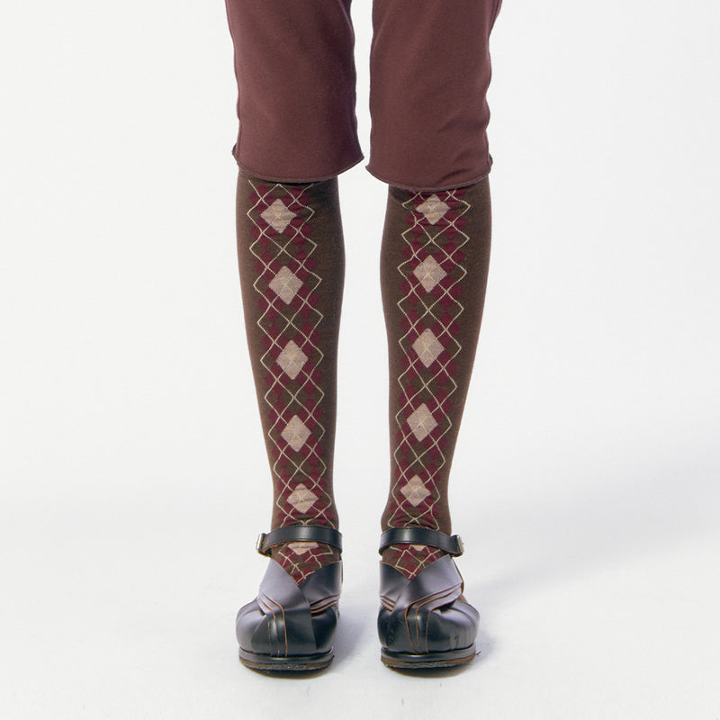 Argyle Line Socks / Brown