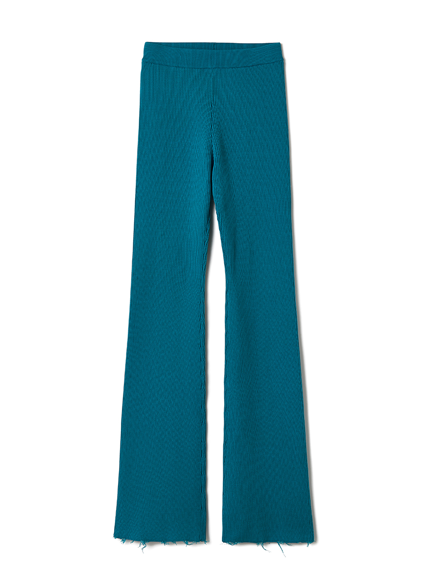 Cotton Rib Line Pants / Blue