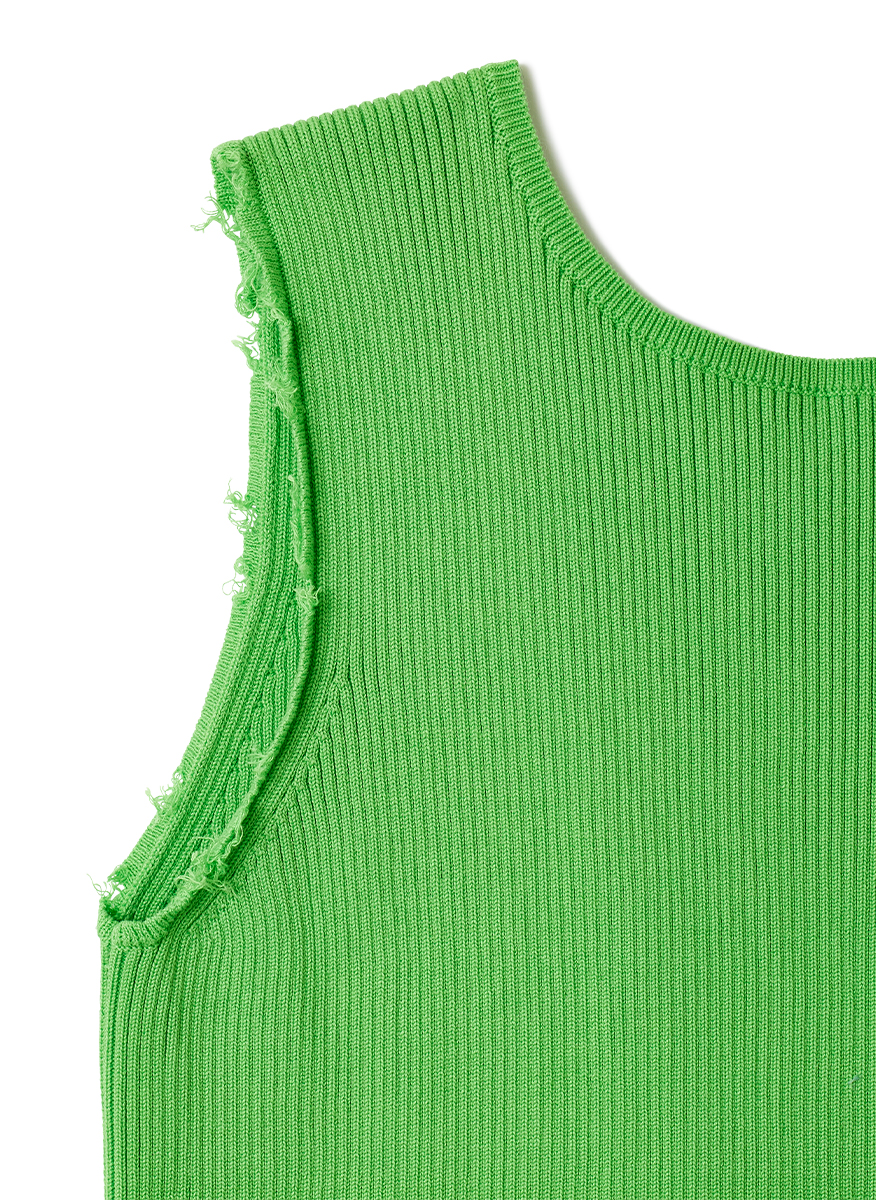 Cotton Rib Line Dress / Green | PERVERZE（パーバーズ）