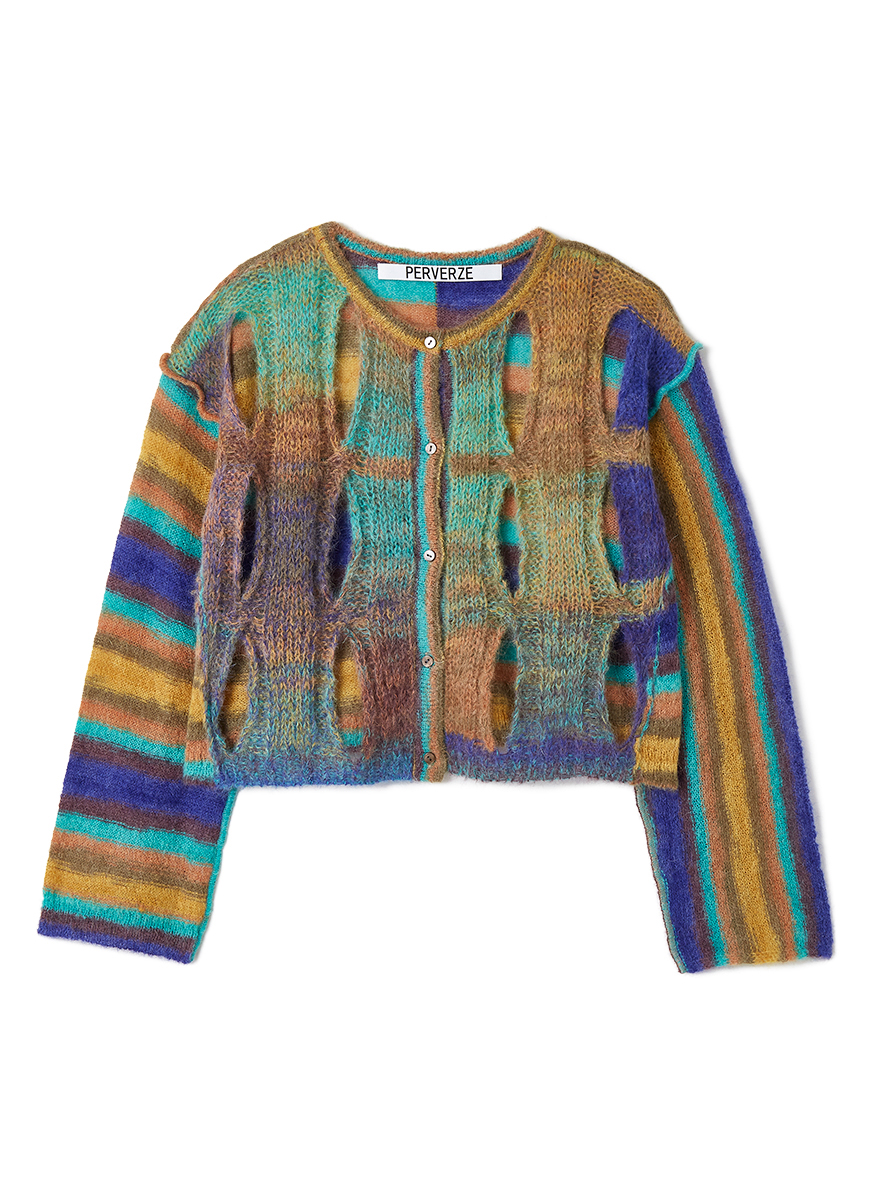 Tie-dyed Mohair Cropped Cardigan / Light Mix