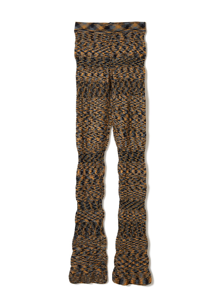 Shirring Narrow Knit Pants / Brown